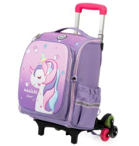 Eazy Kids - School Bag wt Trolley, Pink