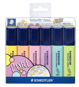 staedtler set of 6 pastel colored highlighters