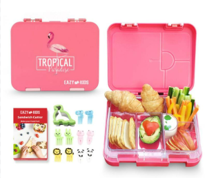 Eazy Kids 6 & 4 Convertible Bento Lunch Box - Flamingo Pink