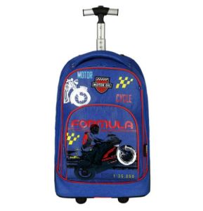 إيزي كيدز - مجموعة من قطعتين مدرسية بعجلات كبيرة لسباق الفورمولا ريسينج ومقلمة - أزرق