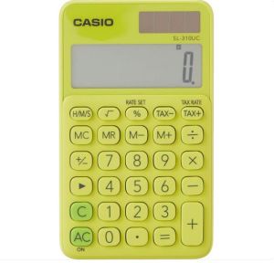 آلة حاسبة كاسيو (SL-310UC-YG-N-DC) المحمولة، صفراء