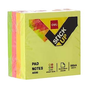 Deli Sticky Note 3*3,100 Sheets, 4 Colors, Box of 6 Pieces ,EA03003