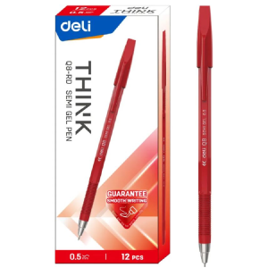 Deli Red Gel Pen 0.5 - Eq8-Rd, Box of 12 Pieces