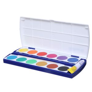 24-Shade Water Color Paint Cake Set & 1 Paint Brush For Camel For Students