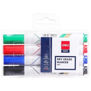 Deli Whiteboard Pen, 1.5 Mm, Chiseled Tip, 4-Color Card