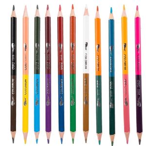 Deli Dual Wooden Colors 12 pen -24 Color- Ec00200