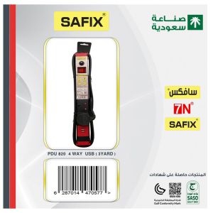 سلك تمديد طاقة SAFIX بطول 3 ياردات، قابس متعدد مع فتحات شحن USB سريعة، شريط طاقة 4 اتجاهات ومفتاح تشغيل وإيقاف، أسود وأحمر