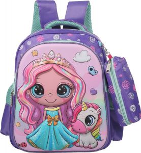Prima Backpack with Free Pencil Case - For Girls - Kg-14 INCH