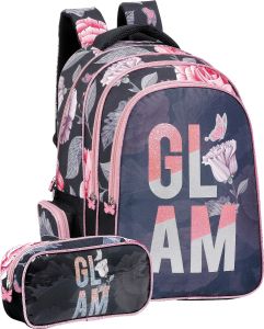 Prima Backpack for Girls with Free Pencil Case-Glam-18 Inch
