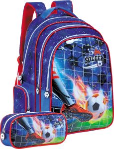 Prima Backpack Soccer for Boys with Free Pencil Case