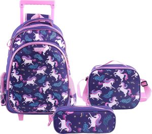 Prima Trolley Bag with Lunch Bag and Pencil Case for Girls - Unicorn - 18 Inch
