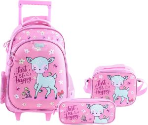 Prima Trolley Bag with Lunch Bag and Pencil Case for Girls - 18 Inch