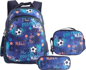 حقيبة ظهر بريما مع حقيبة طعام ومقلمة-للولاد- كرة قدم-18انش