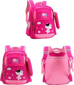 Prima Backpack with Free Pencil Case - Cute Kitty for Girls - 17 Inch