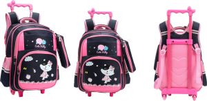 Prima Trolly Bag with Free Pencil Case - Cute Kitty for Girls - 17 Inch