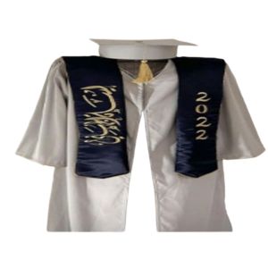 Set Graduation Gown with Embroidery Hood with Ceremony Cap, Cream