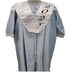 Set Graduation Gown with Embroidery Hood with Ceremony Cap, Blue * White