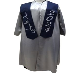 Set Graduation Gown with Embroidery Hood with Ceremony Cap, Light Grey