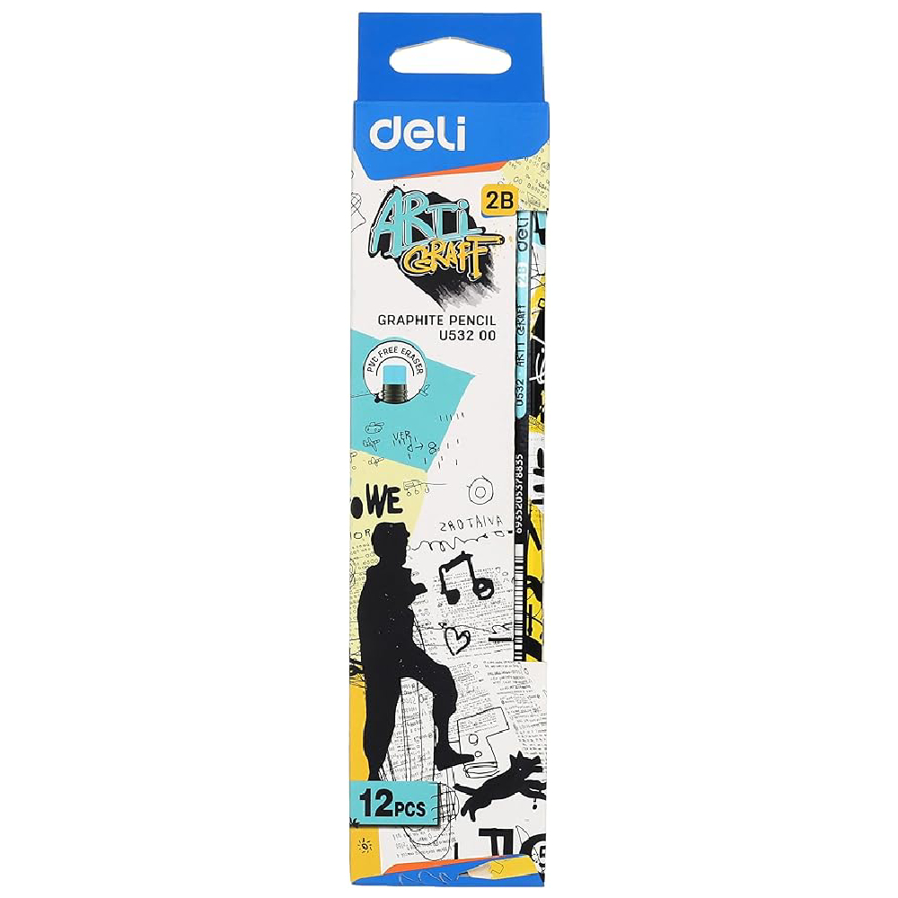 Deli Pencil with Eraser 2b - 12 Pieces -Eu53200