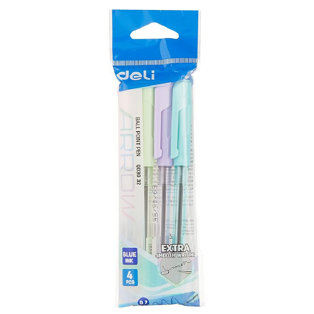 Deli Pen Blue , 0.7mm, 4 pieces colors,EQ03032