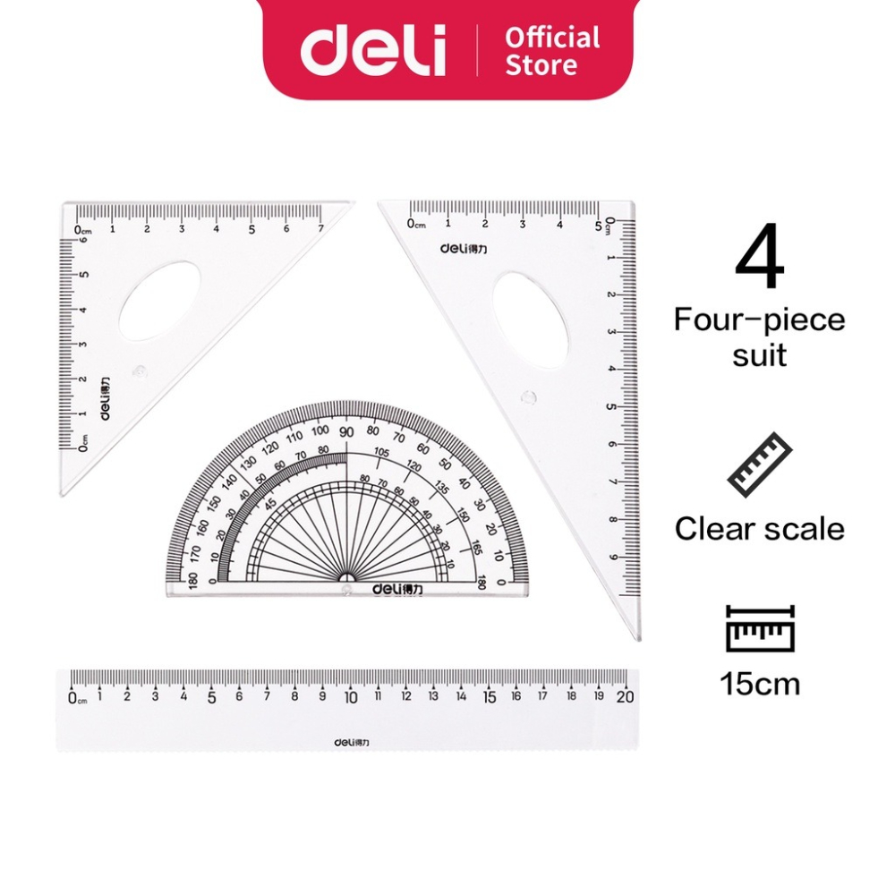 Deli Engineering Tools Set - 4 transparent pieces, 79529