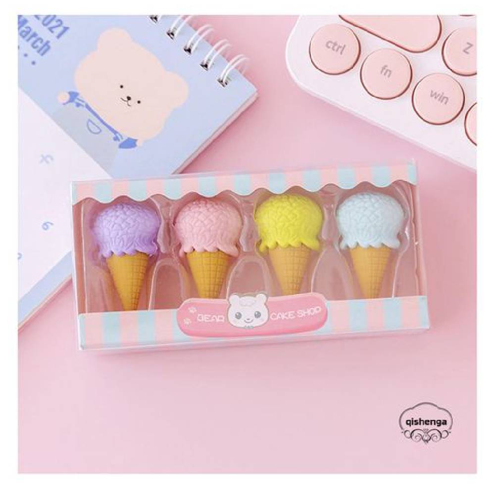 3D Ice Cream Eraser 4 PCS