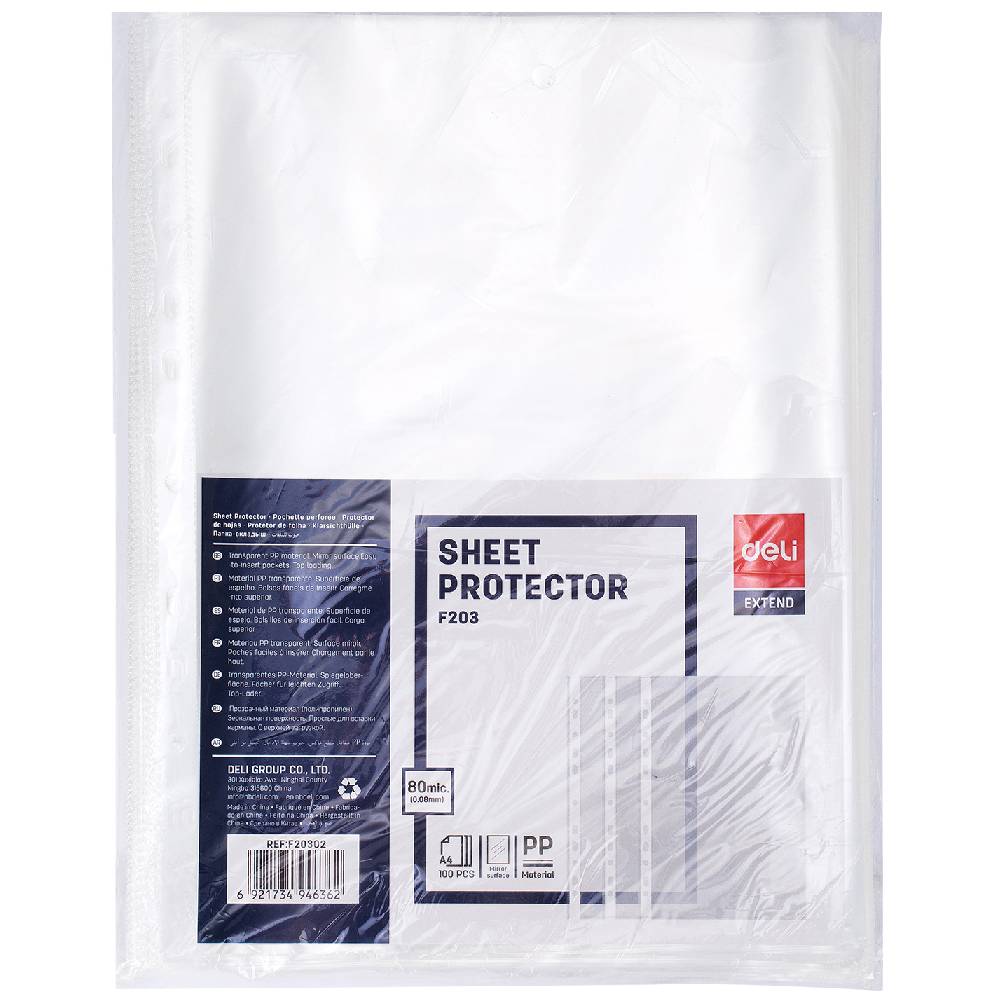 Deli Sheet Protector,100 Sheets-Ef20302