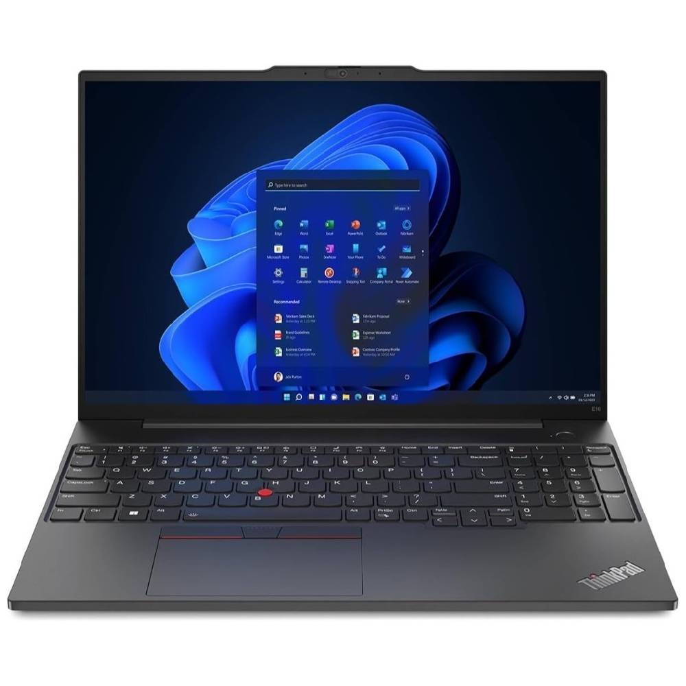 لابتوب لينوفو ثينك باد ThinkPad E16 Gen1 (21JN00CKGP) بشاشة مقاس 16 بوصة ومعالج Core-i7-13700H وذاكرة وصول عشوائي سعة 16 جيجابايت ومحرك أقراص SSD سعة 512 جيجابايت ونظام تشغيل Windows 11 Pro وبطاقة رسومات Intel Iris Xe، أسود